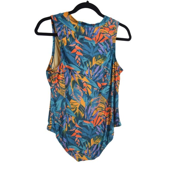 Modcloth Onepiece Floral Front Zip Swim Suit Size: 1X - Picture 2 of 2